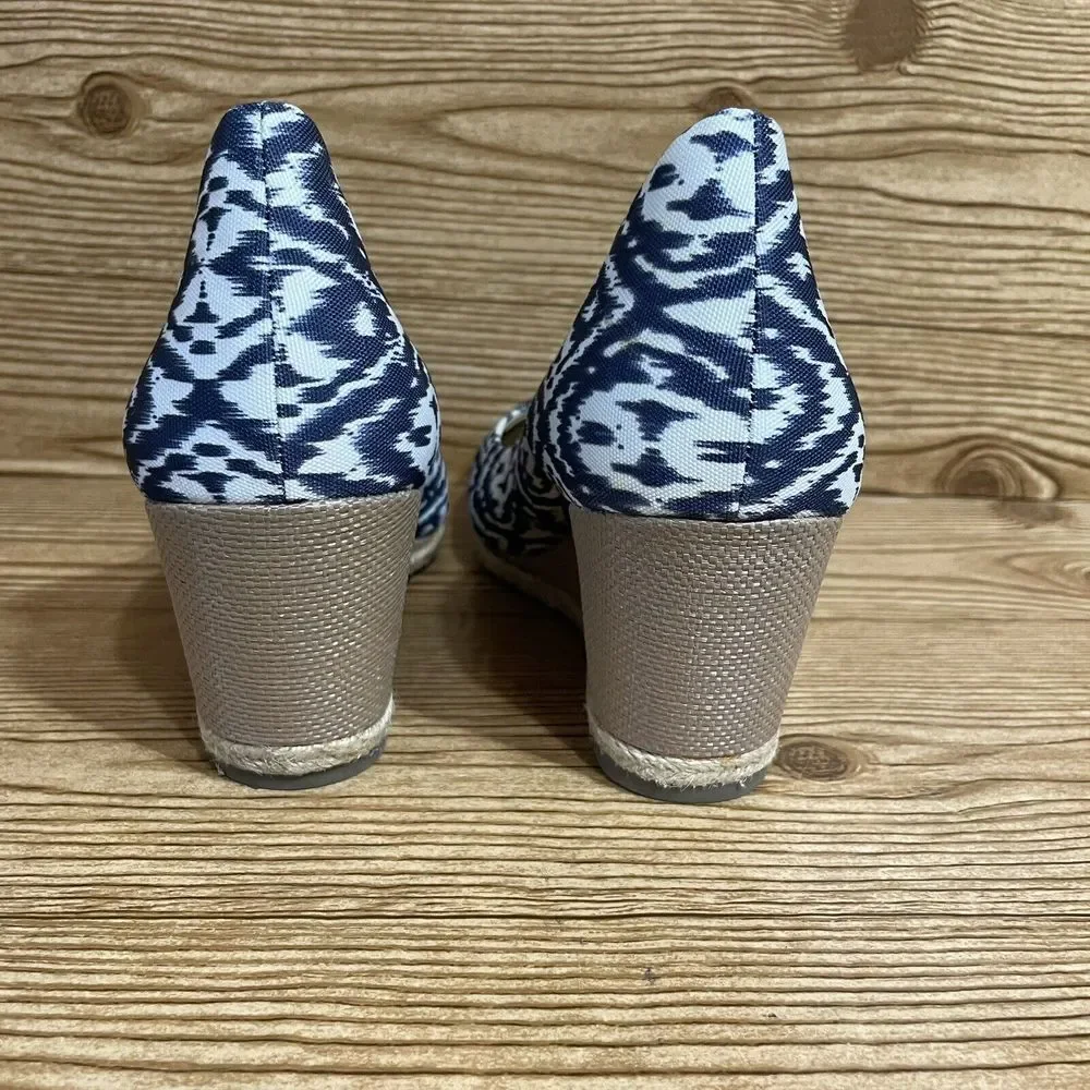 Giani Bernini Ozara Shoes Women Size 11m Navy & Creme‎ Textile Wedge Heel Boho